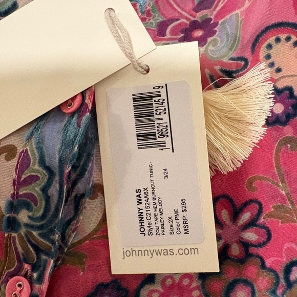 Johnny Was ZOLI TAPE HEM BURNOUT TUNIC 2X - Picture 8 of 10